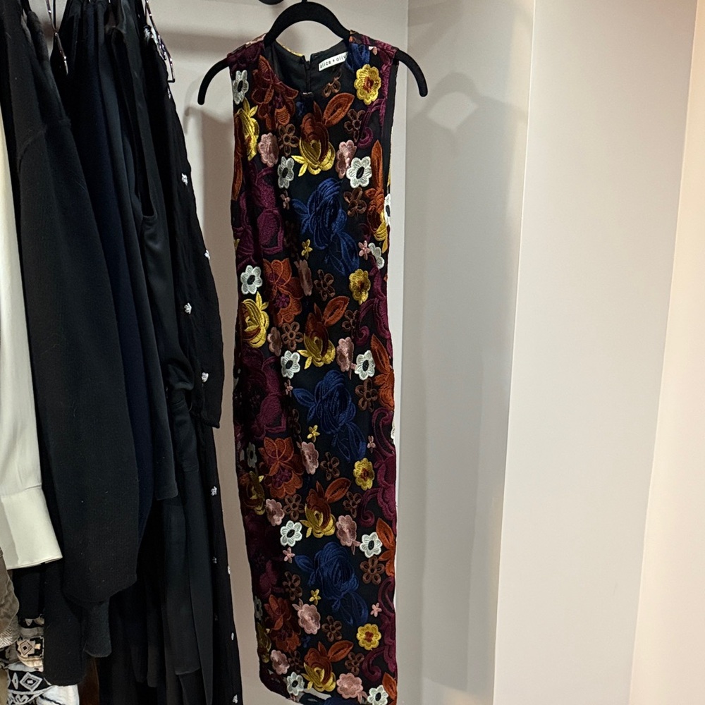 Alice + Olivia Multicolor Floral Midi Dress